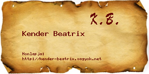 Kender Beatrix névjegykártya