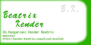 beatrix kender business card